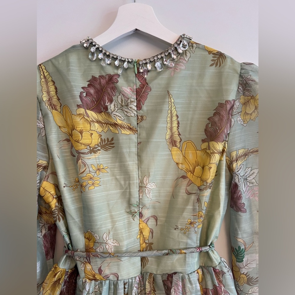 Floral green sage summer dress Small - Picture 9 of 13